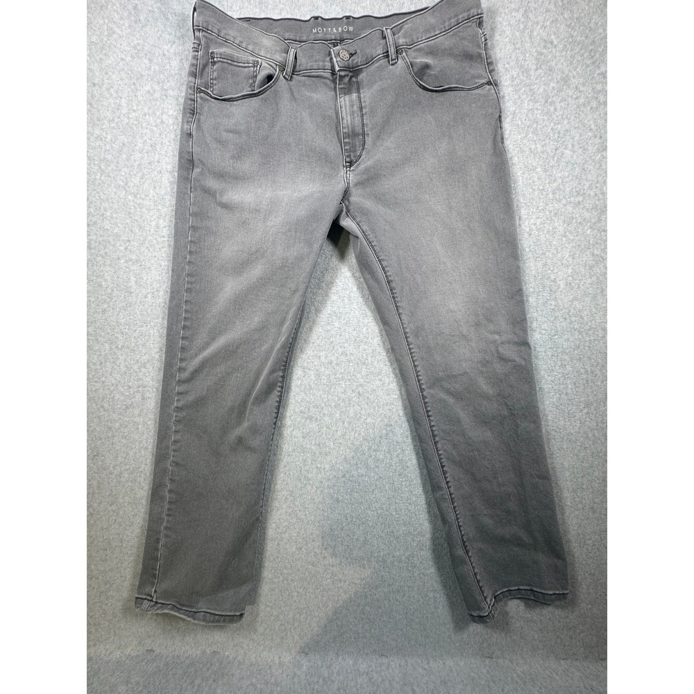 Mott & Bow Mens Gray Denim Jeans 5-Pocket Stretch Pants Size 36x30